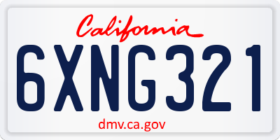 CA license plate 6XNG321