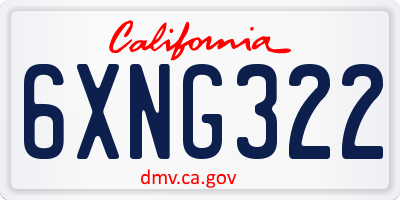 CA license plate 6XNG322