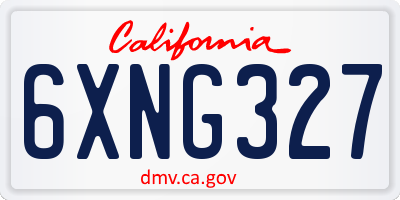 CA license plate 6XNG327