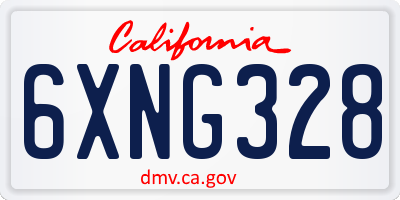 CA license plate 6XNG328