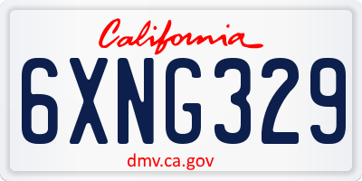 CA license plate 6XNG329