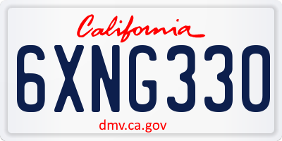 CA license plate 6XNG330