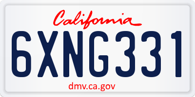 CA license plate 6XNG331