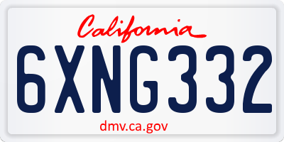 CA license plate 6XNG332