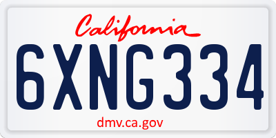CA license plate 6XNG334