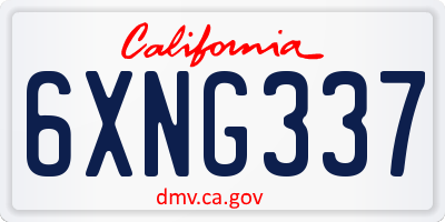 CA license plate 6XNG337