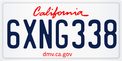 CA license plate 6XNG338