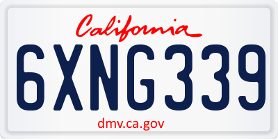 CA license plate 6XNG339