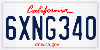 CA license plate 6XNG340