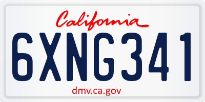 CA license plate 6XNG341