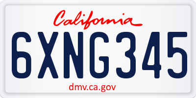 CA license plate 6XNG345