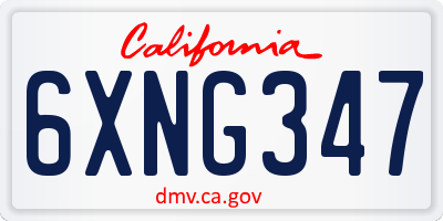 CA license plate 6XNG347
