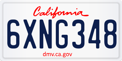CA license plate 6XNG348