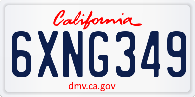CA license plate 6XNG349