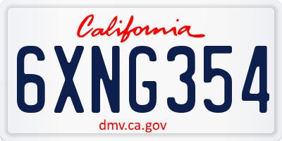 CA license plate 6XNG354