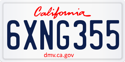 CA license plate 6XNG355