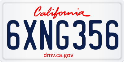 CA license plate 6XNG356