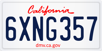CA license plate 6XNG357