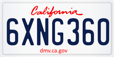 CA license plate 6XNG360