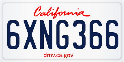 CA license plate 6XNG366