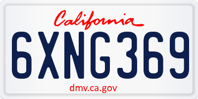 CA license plate 6XNG369