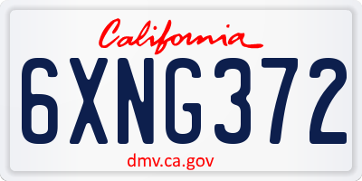 CA license plate 6XNG372