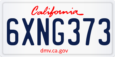 CA license plate 6XNG373