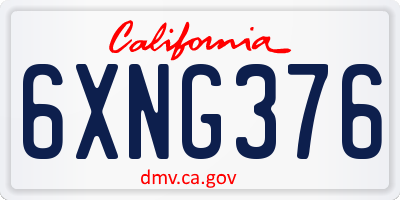 CA license plate 6XNG376