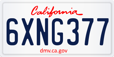 CA license plate 6XNG377