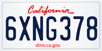 CA license plate 6XNG378