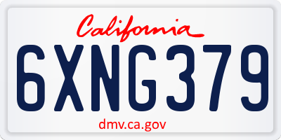 CA license plate 6XNG379