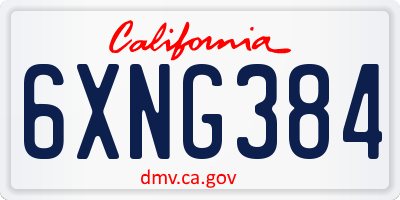 CA license plate 6XNG384