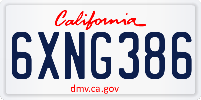 CA license plate 6XNG386