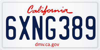 CA license plate 6XNG389