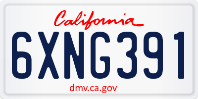CA license plate 6XNG391