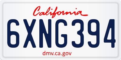 CA license plate 6XNG394