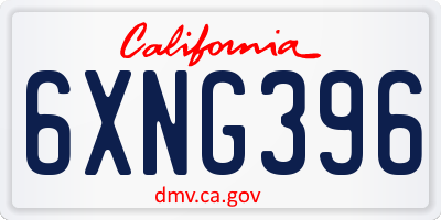 CA license plate 6XNG396