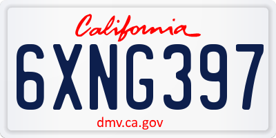 CA license plate 6XNG397