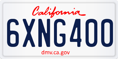 CA license plate 6XNG400