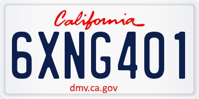 CA license plate 6XNG401