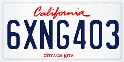 CA license plate 6XNG403