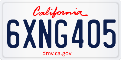 CA license plate 6XNG405