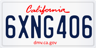 CA license plate 6XNG406