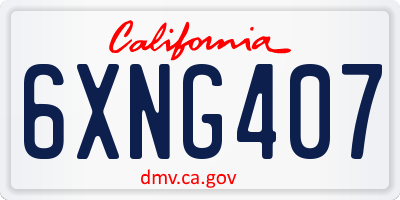 CA license plate 6XNG407