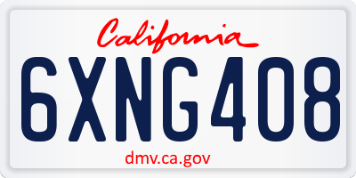 CA license plate 6XNG408