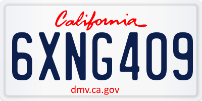 CA license plate 6XNG409