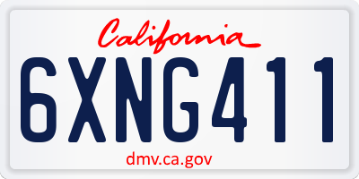 CA license plate 6XNG411