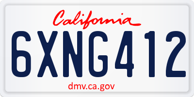 CA license plate 6XNG412