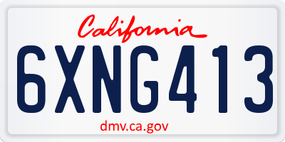 CA license plate 6XNG413