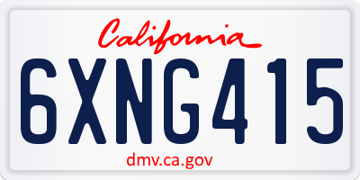 CA license plate 6XNG415